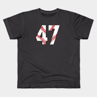 Baseball Number 47 #47 Baseball Shirt Jersey Favorite Player Biggest Fan Kids T-Shirt